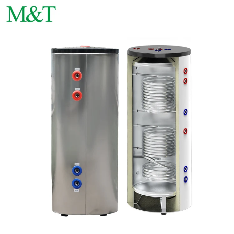 200l Sus304 Single Double Coil Hot Water Tank Thermostat R290 Ecofriendly Domestic Heat Pump Air To Water Water Heater Boiler