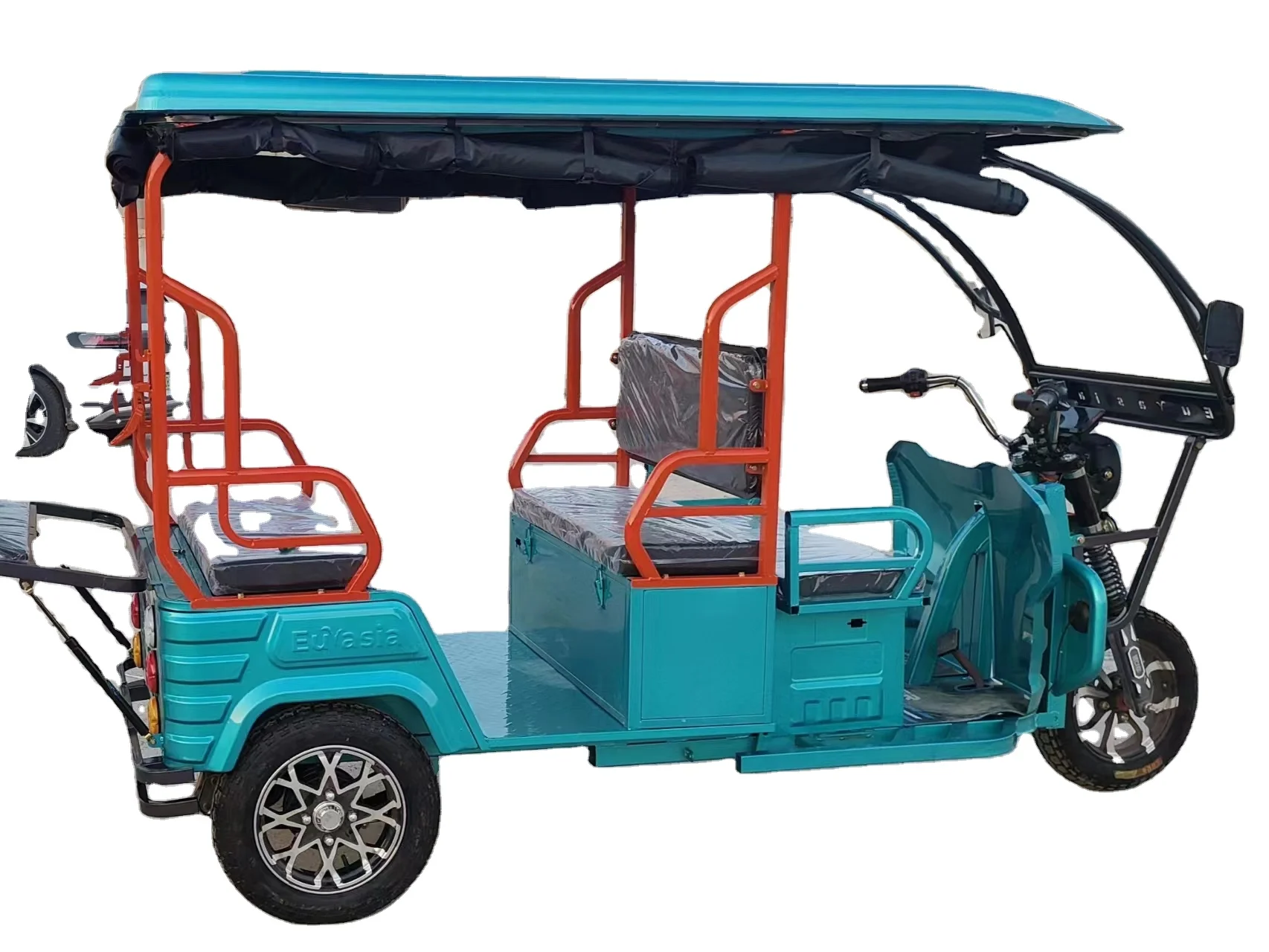 Трехколесный пассажирский Электрический трехколесный велосипед E-rickshaw с крышей из АБС-пластика 4 пассажирских сиденья 48/60 В 1000 Вт максимальная дальность 100 км