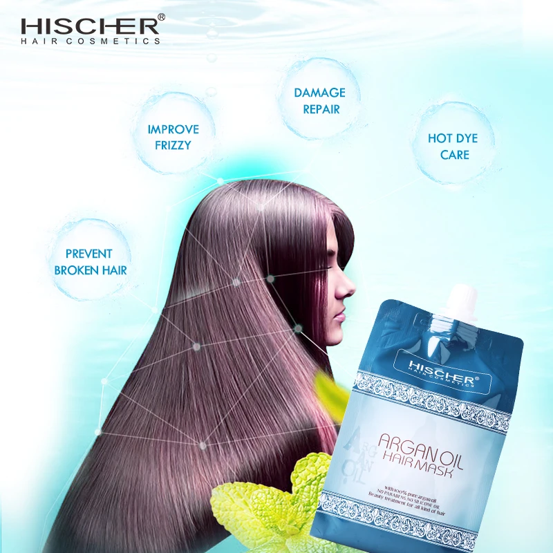 HISCHER superior grade scalp massage cuticle repair deep conditioning collagen protein hair mask argan oil treatment