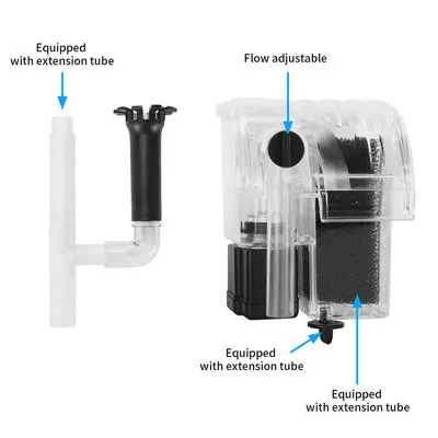 Fish tank wall mounted waterfall filter oxygen pump Turtle tank filter cotton oil film processor