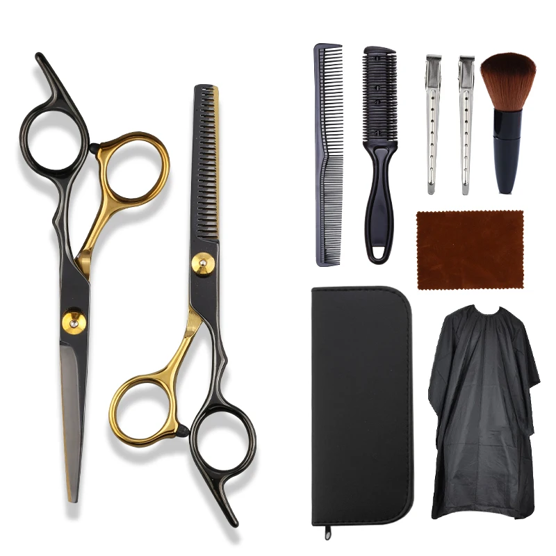11PCS Hair Scissor set home use Hairdressing Scissors Kit Hair Clipper Thinning cutting Scissors Barber haircut sets For Barber