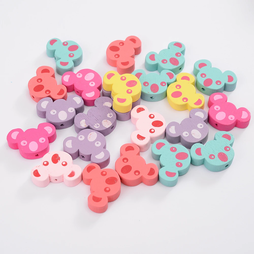 iYOE 30pcs/Lot 15x22mm Koala Shape Wooden Beads Natural Wood Spacer Beads For DIY Home Decor Keychain Necklace Kids Jewelry