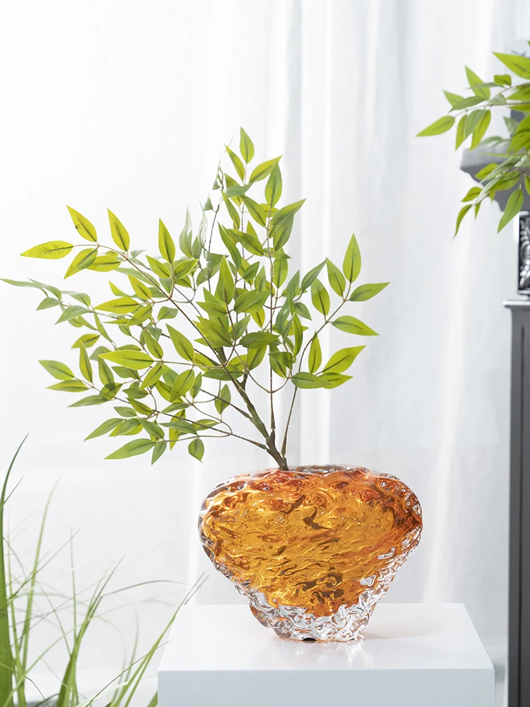 Tall decorative Glass Vase Multicolor Confetti Hand Blown Murano Style Art Glass