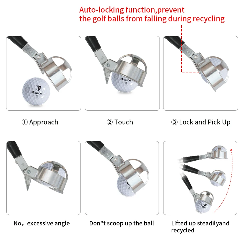 Folding high quality Stainless Steel Material golf ball picker disc golf ball retriever