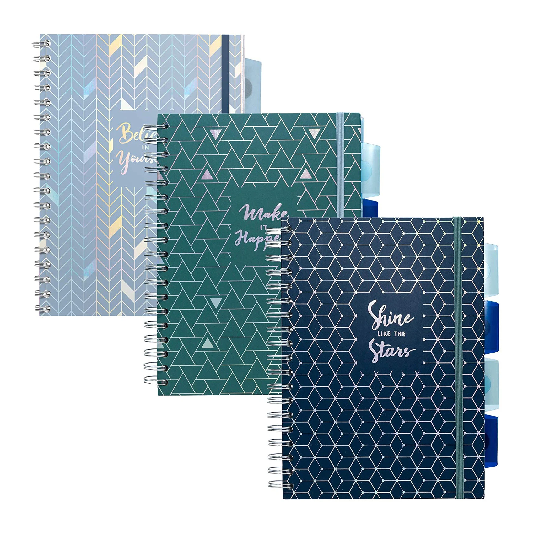 Cheap Bulk Custom Blue Sublimation Printing Spiral Notebooks With Colored Index Tab Divider