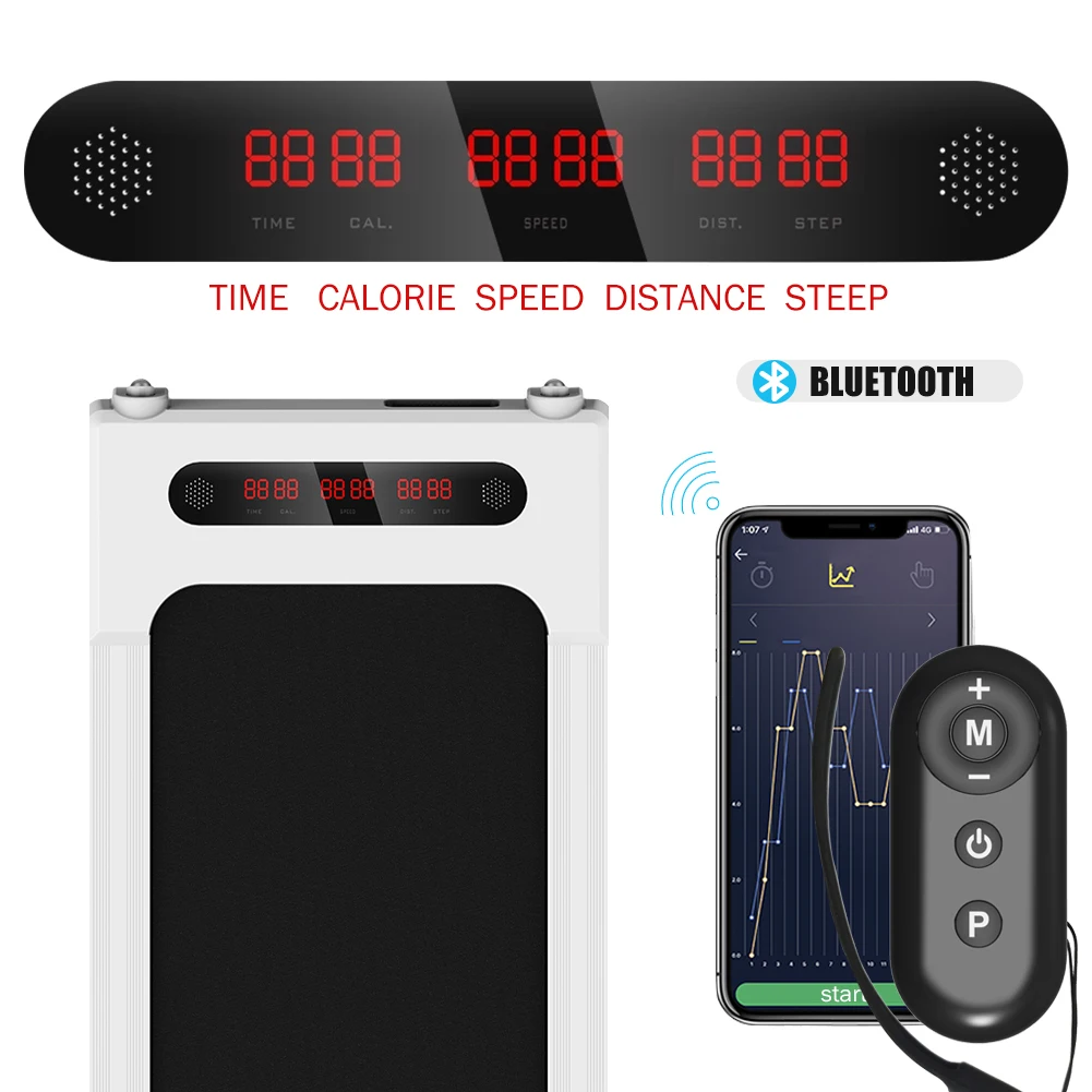 2 in 1 Under Desk Electric Treadmill Motorized Exercise Machine with Wireless Speaker Walking Jogging Machine