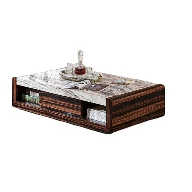 High quality walnut wood center table nordic minimalist living room negotiation center marble top coffee tables