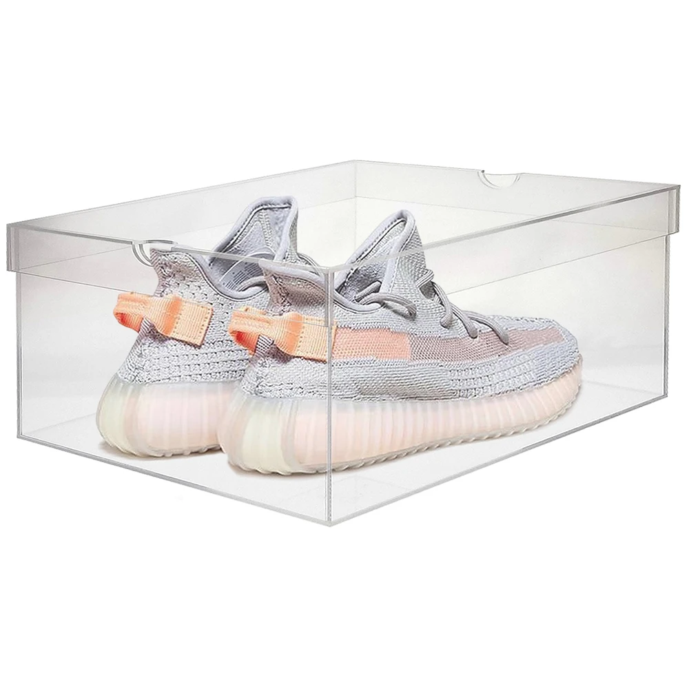 Custom acrylic transparent shoes box with lid acrylic box for shoes