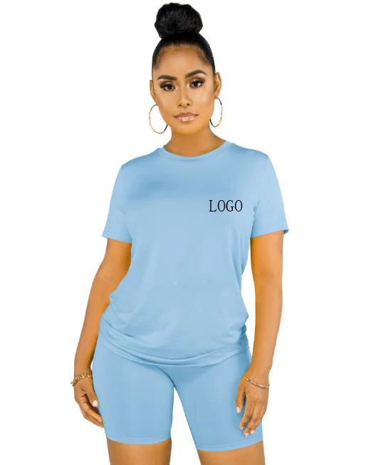 2022  Custom Logo  Over Size  Women Clothing Solid 2 Piece Set Women Shorts Set Outfit Women 2-pieces Set