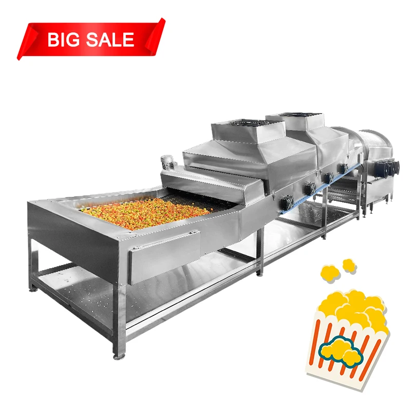 Automatic industrial caramel popcorn making machine big capacity commercial mushroom popcorn production line