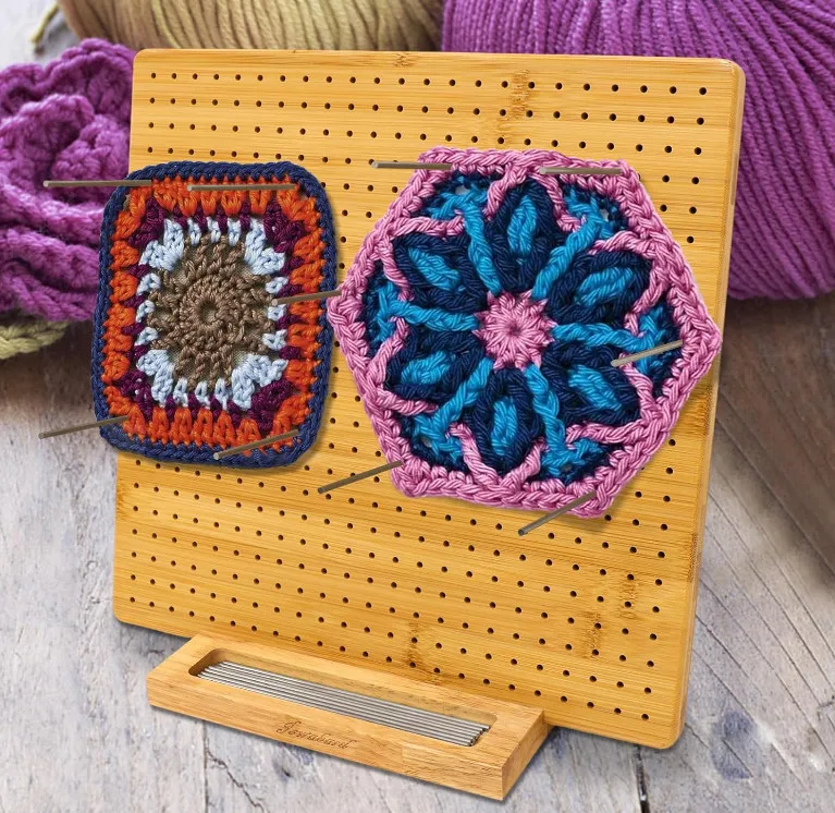 Best Selling Eco-friendly Bamboo Stainless Steel Rods Crochet Blocking Board for Crocheting