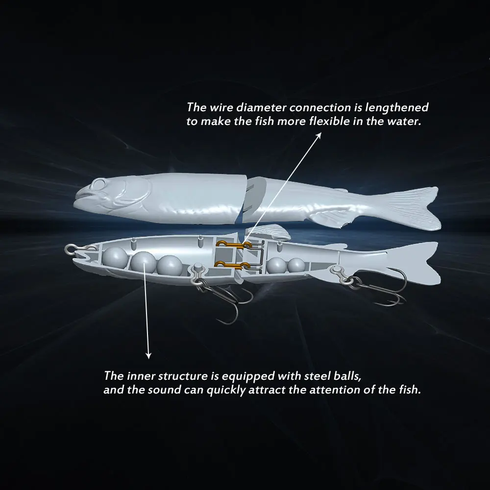 Factory OEM Rattle Jointed Fishing  Pencil Hard Fishing Lure  2 section glider bait sunfish