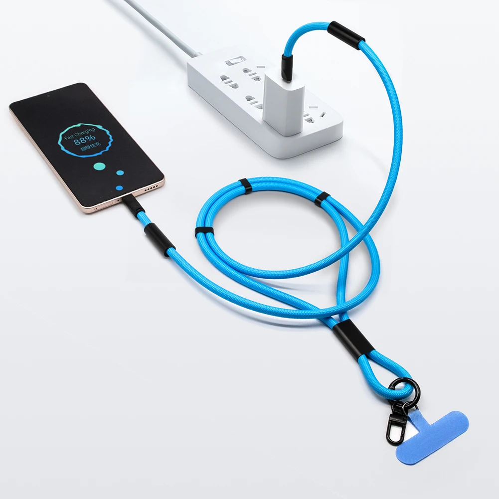 2 в 1 60 Вт кабель для быстрой зарядки ремешок телефона USB Type-c нейлоновый Плетеный универсальный передачи данных через плечо