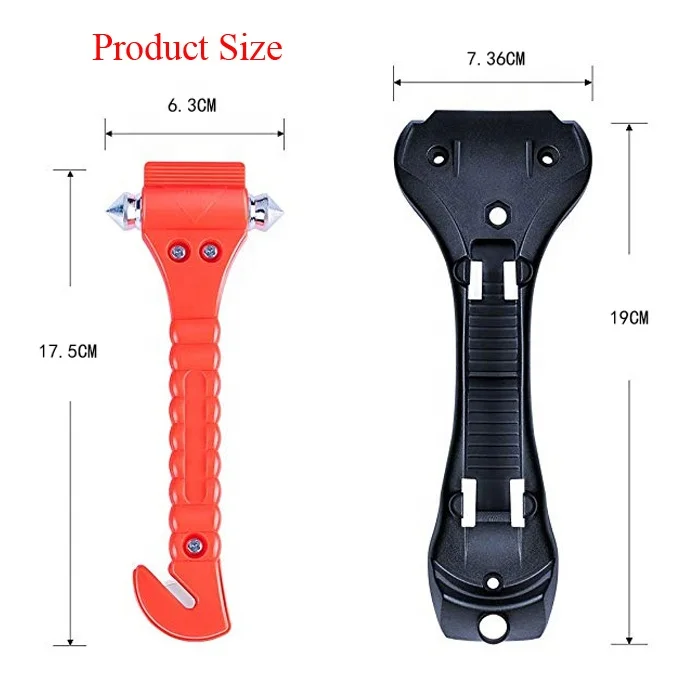 2 in 1 Safety Hammer Auto Window Glass Breaker with Seat Belt Cutter