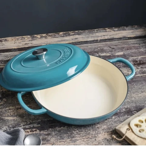 Nonstick Enameled Cast Iron Food Warmer Dutch Oven For Kitchen Cooking