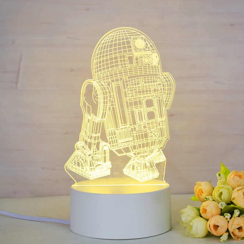 Wholesale Home Decor Art Toys White Soldier Kaw Figure Star LED Light Acrylic lamp 3D Vision Light Doll Decoration Wars