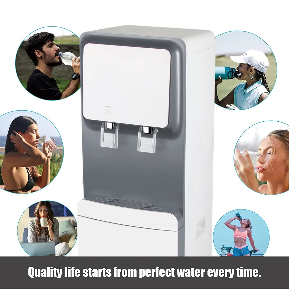 Hot and Cold Standing RO Reverse Osmosis Water Dispenser for Home RO UV Water Purifier Electric Stand 220 FY2105-RO Aquart New