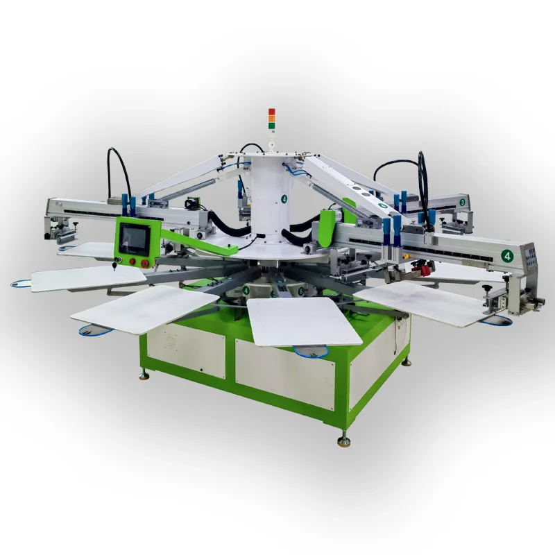 Automatic 4 color Tshirts octopus screen printing machine for textile clothes garment jean underwear fabric