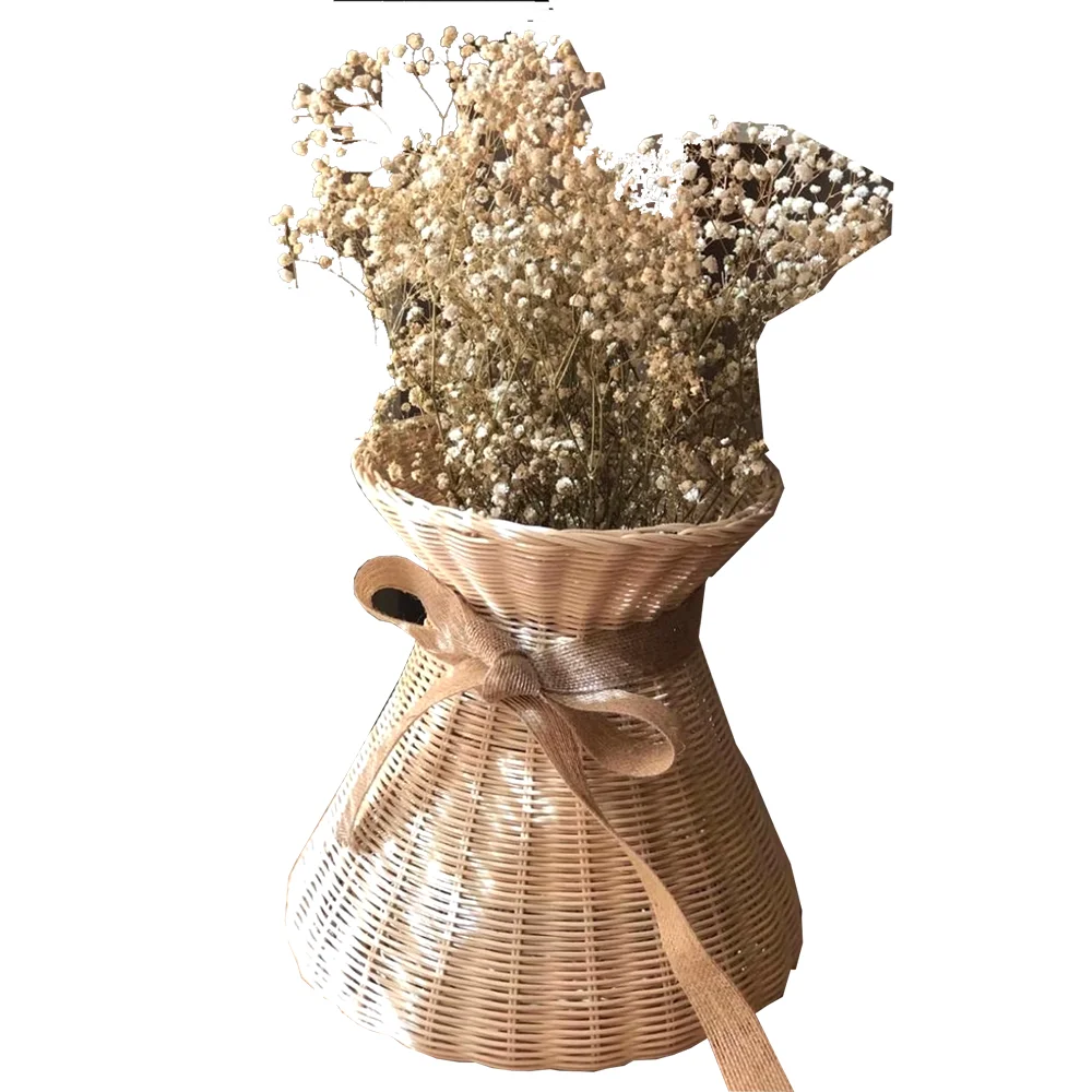 Новинка 2023, декоративная настольная ваза ручной работы из бамбука и ротанга для домашнего декора