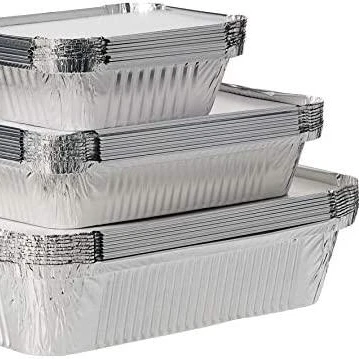 Custom 8011 Fast Food Aluminum Foil 320*260*62mm Container Disposable Aluminum Tin Foil Baking Tray For Food Packaging