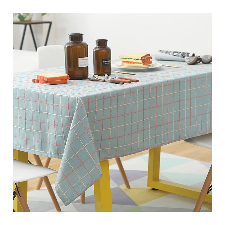Plaid Cotton Linen Household Products Polyester Blend Tablecloth Table Cloth For Dining Room