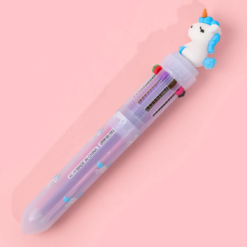 School supplies stationery kids 10 colors plastic multicolor ballpoint unicorn pen