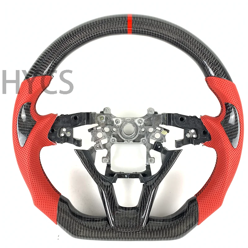 for Honda Accord 2018 2019 2020 2021 2022 10th Generation Carbon Fiber Steering Wheel Red Perforated Leather