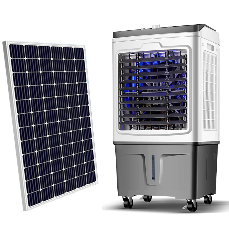 Solar power system Water Air Cooler Fan Basen DC motor 3000m3/h 12L Plastic cover AC and DC air cooler
