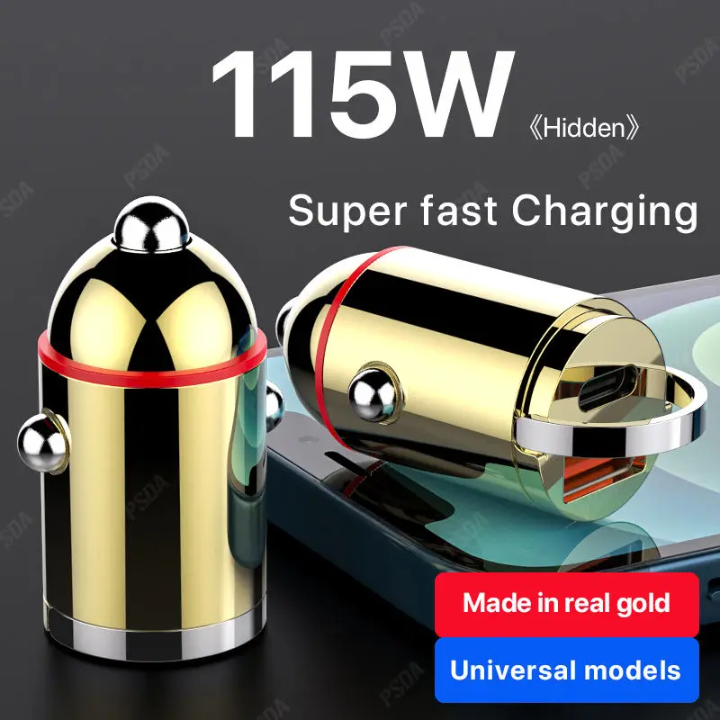 PSDA 115W Car Charger USB Type C Phone Charger PD QC3.0 For Phone  Honour 100W Huawei 66W Super Fast Charging Tablet