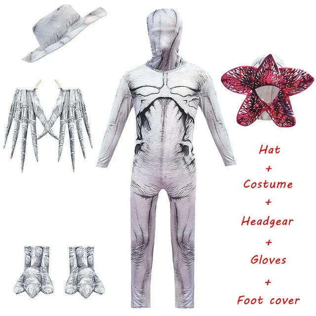 Kids Halloween Stranger Things 3 Fortress Demogorgon Cosplay Costume Scary Carnival  Creepy Zombie Zentai Bodysuit