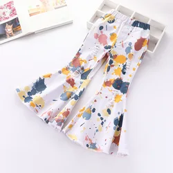 Girl Spring autumn clothing casual Camouflage abstract printing fashion trousers Elasticity long flare pants kids
