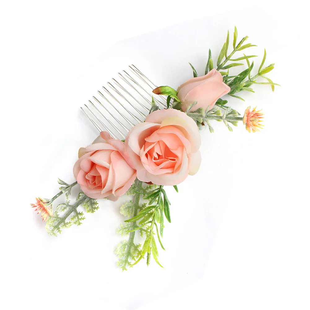 Qetesh Handmade Cloth Flower Bride Hair Comb Beach Wedding Headdress