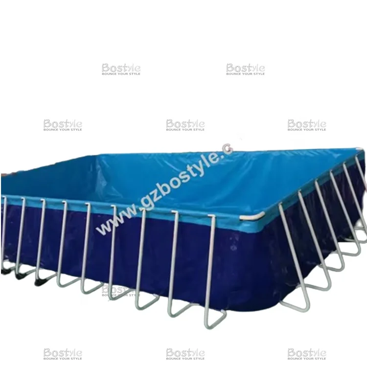 Commercial large rectangular swimming pool pvc inflatable pool metal frame pool for kids and adults
