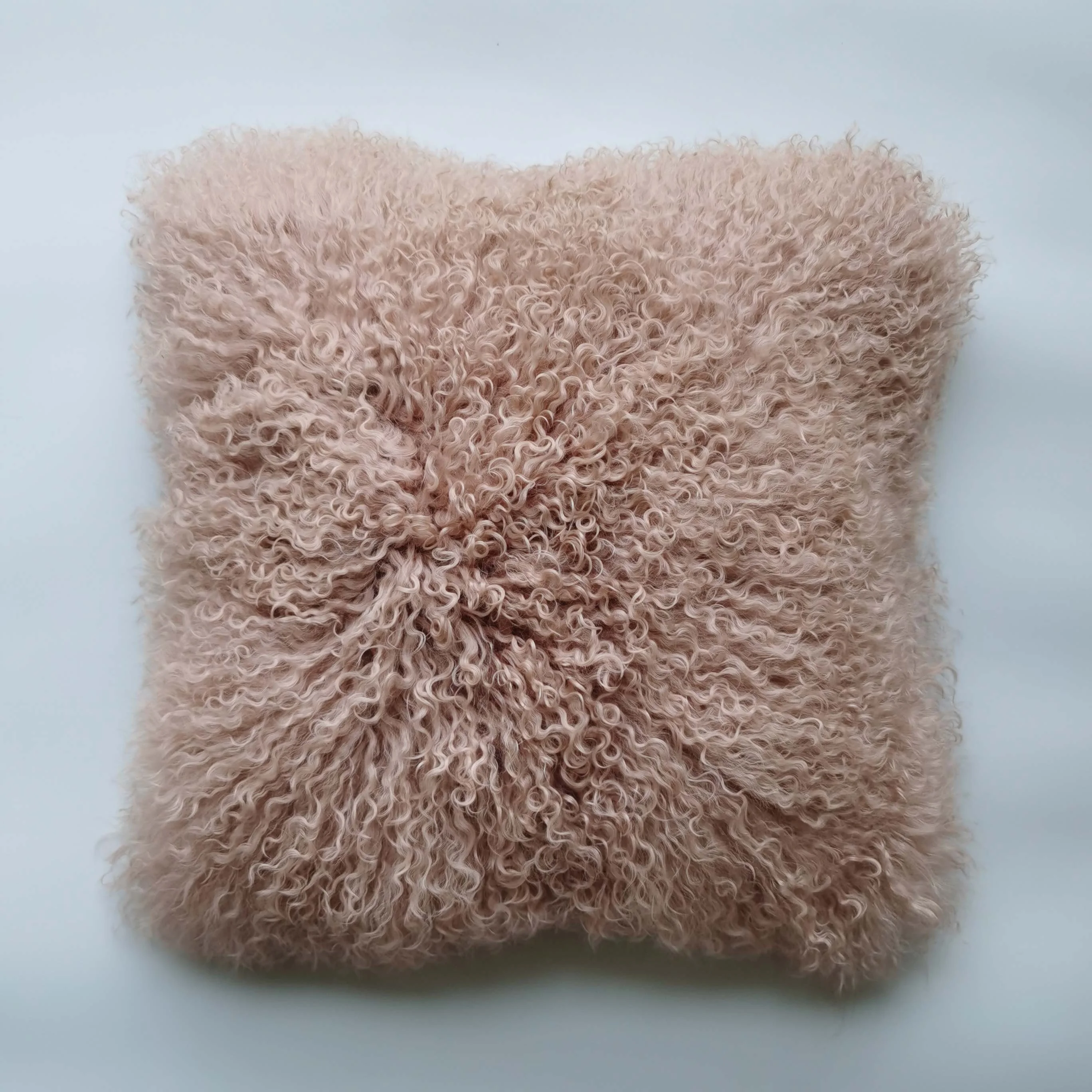 Factory Price Decorative Cushion Real Tibet Sheepskin Long Curly Hair Tibetan Lamb Fur Bed Throw Pillow
