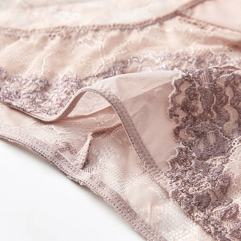 Classic women lace underwear sexy hollow out cotton crotch panties breathable mid waist ladies lingerie