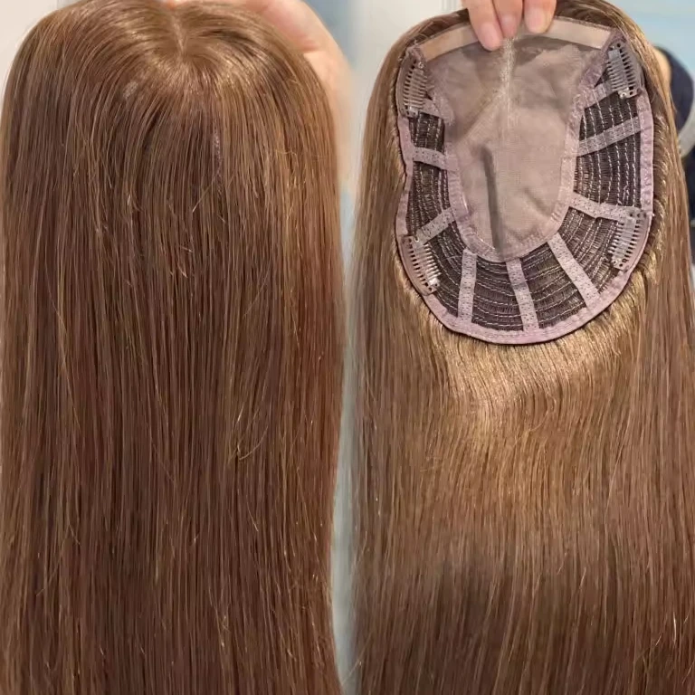 Drop Shipping Raw Cambodian Human Hair Mono Swiss Lace 6*7 Toppers #4 Dark Brown Lace Mono Toppers In SHY Hair