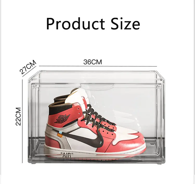 XingYou Clear transparent PET shoe box new sneaker container box wholesale magnetic door stackable giant jordan acrylic shoe box