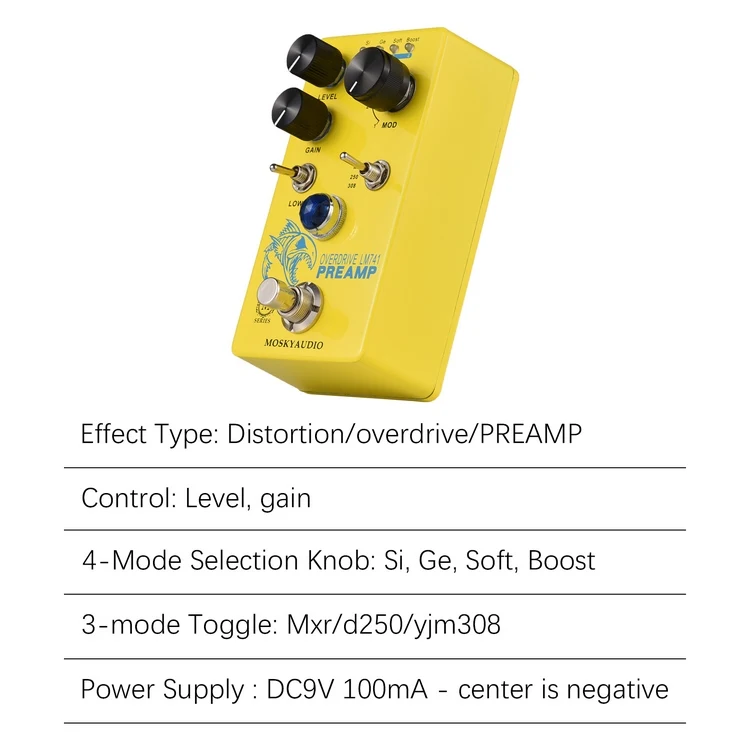 MOSKYAudio Distortion/Overdrive/предусилитель гитарного эффекта педаль для электрогитары-предусилитель LM741
