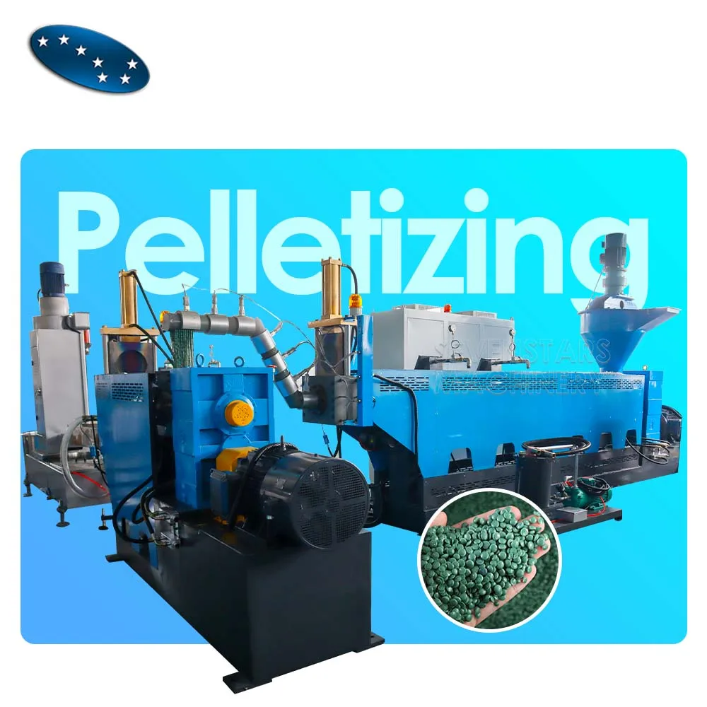 300kg/h waste plastic grinded pp pe material vertical force feeder pelletizing recycling machine