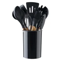 Amazon Top Seller 12Pcs Kitchen Gadgets Non Stick Silicone Spatula Turner Kitchen Utensils Set with Wooden Handle