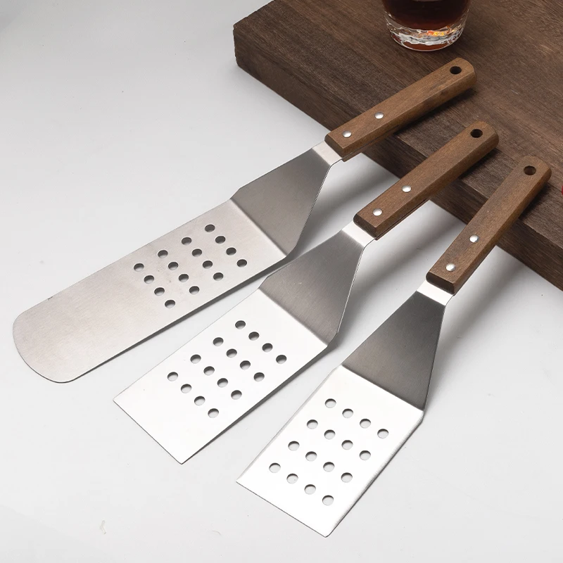 Набор шпателей из нержавеющей стали с деревянной ручкой