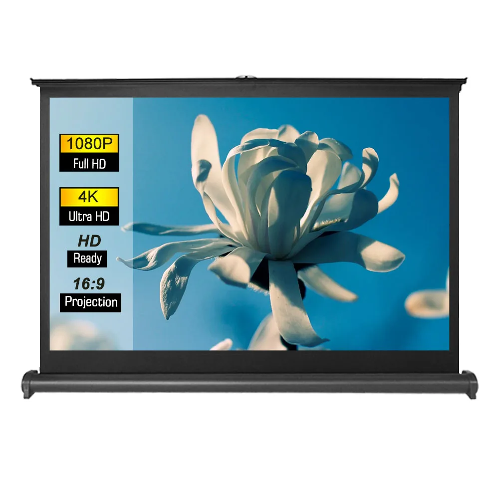 50 Inch Projection Screen 16:9 Portable Tabletop Matte White Foldable Table Projector Screen For Business Travel Cinema