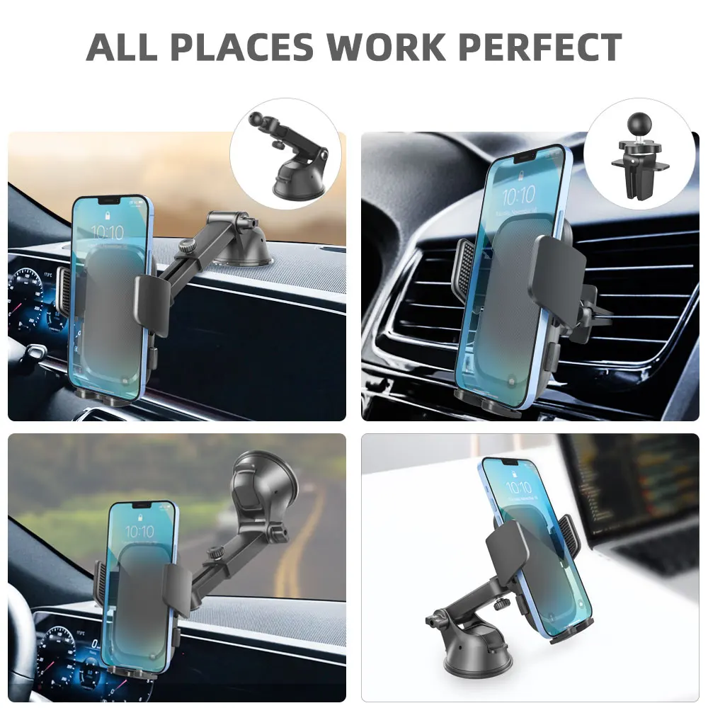 New 3 in 1 windshield soporte para celulares automovile cellphone mount handy halter center console silicone car phone holder