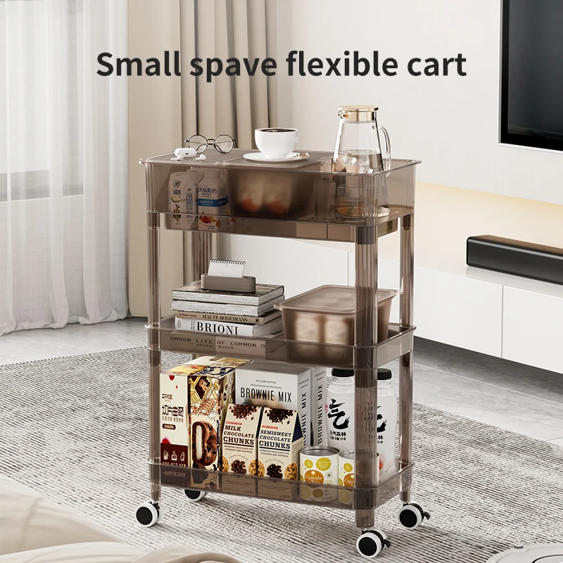 HAIXIN 3 Layer Snacks Storage Rack Kitchen Trolley Plastic 3 Tier Rolling Storage Cart Organizer Utility Trolley With Wheel