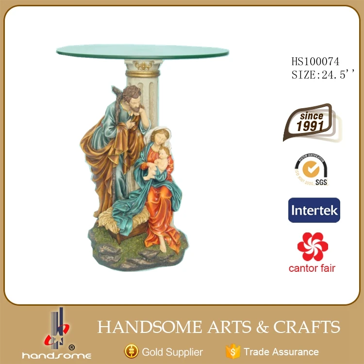 Standing Elephant Resin Sculpture Table with Glass Top Expanding Table Furniture