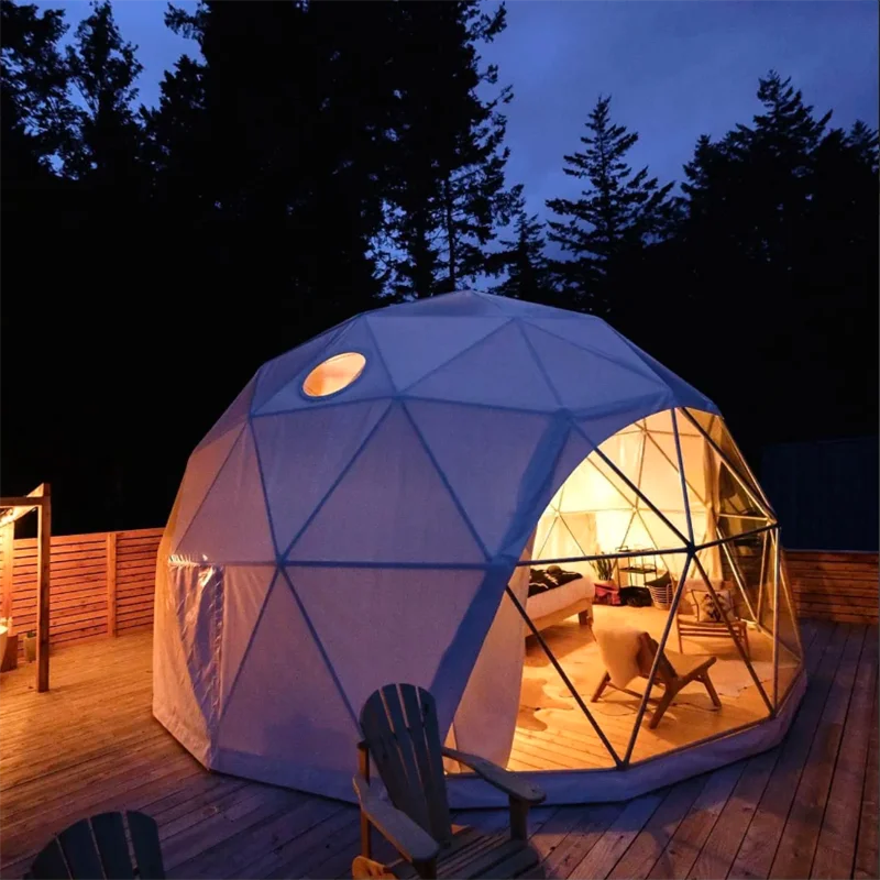 Full House Luxury Camping Tent Glamping Heavy Duty Aluminium Exhibition Tents Geodesic Dome House