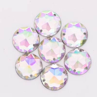 FACTORY SALE! Hot Sell Round Shape Acrylic Crystal With 2 Holes Sew On Flat Back Rhinestones For Dress