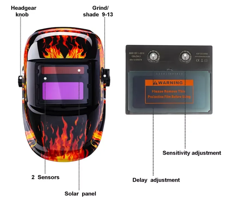 Factory Wholesale Cheap Price Custom Pattern Auto Dimming Solar Automatic Darkening Welding Helmet for MIG TIG Arc Welder
