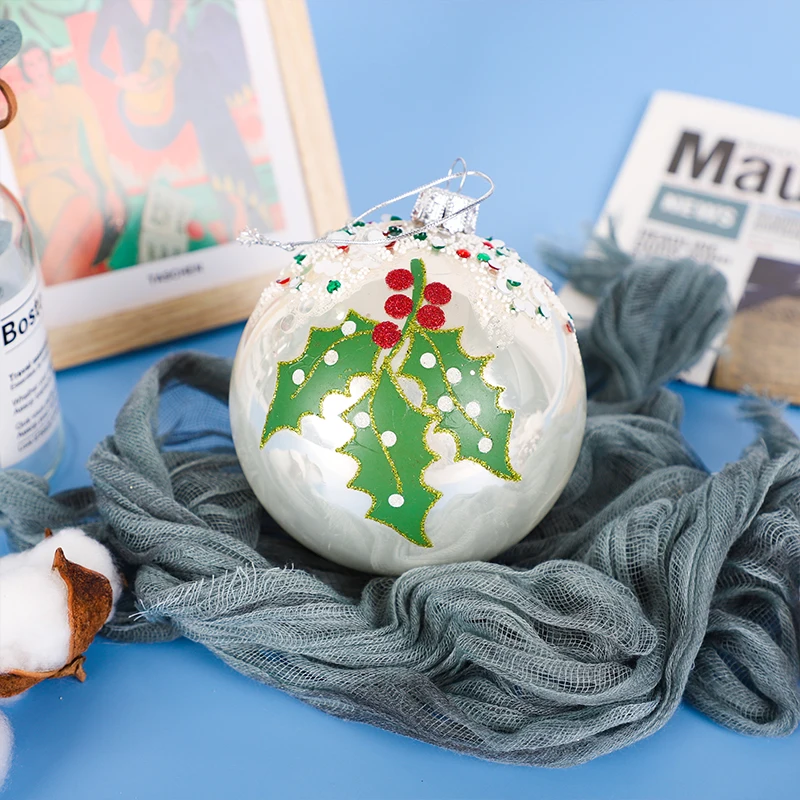 2024 Wholesale Custom Design 8cm Ornaments 6pcs Decorating Christmas Baubles Glass Christmas Ball For Xmas Tree Decoration