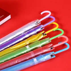 Custom Logo Transparent Umbrella Color  Straight Rod Automatic Umbrella Long Handle Wholesale